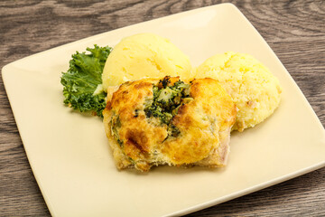 Roasted pangasius fillet with mashed potato