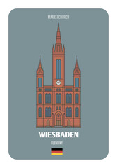 Market church in Wiesbaden, Germany.  Architectural symbols of European cities