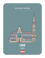 New Cathedral in Linz, Austria. Architectural symbols of European cities