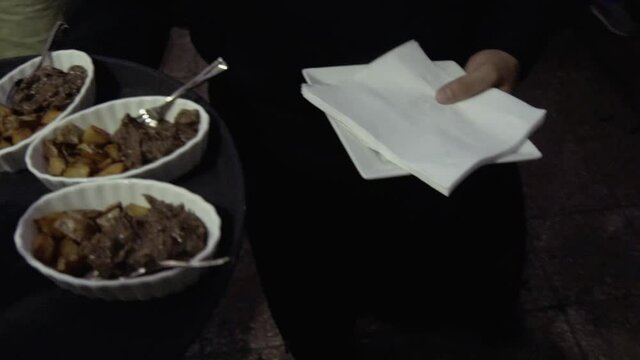 close up shot of small plater in a event (meat and potato)