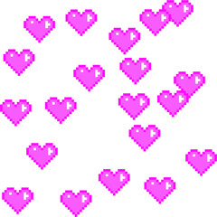 Seamless vector pixel pink hearts pattern. Love pixel art 10 eps. Valentine's day background for design, fabric, textile, cover, wrapping.