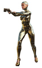 Cyborg woman with a gun