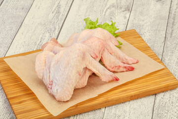 Raw chicken wings for cooking