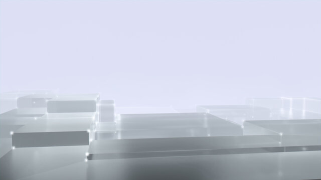Futuristic, High Tech, white platform background, with network lines conveying a connectivity concept. 3D render