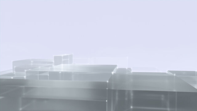 Futuristic, High Tech, white platform background, with network lines conveying a connectivity concept. 3D render