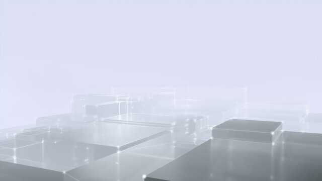 Futuristic, High Tech, white platform background, with network lines conveying a connectivity concept. 3D render