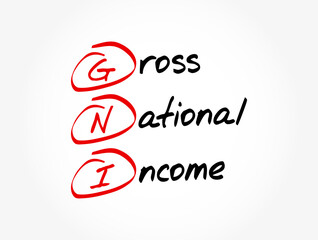 GNI - Gross National Income acronym, business concept background