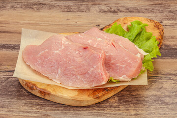 Raw pork steak for cooking