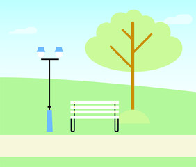 Bench in the park icon. Vector illustration