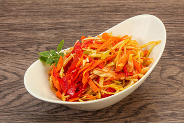 Cabbage salad with carrot and pepper