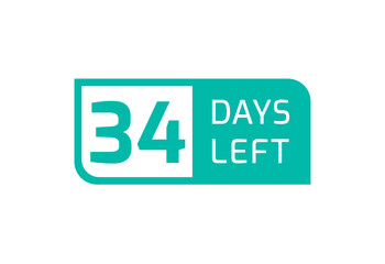 34 Days Left banner on white background, 34 Days Left to Go