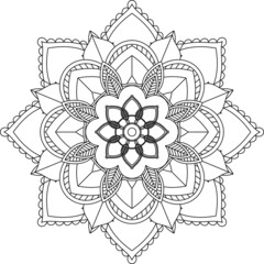 Easy Mandala coloring book simple and basic for beginners, seniors and children. Set of Mehndi flower pattern for Henna drawing and tattoo. Decoration in ethnic oriental, Indian style.