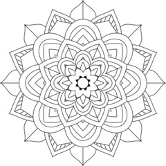 Easy Mandala coloring book simple and basic for beginners, seniors and children. Set of Mehndi flower pattern for Henna drawing and tattoo. Decoration in ethnic oriental, Indian style.