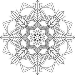 Easy Mandala coloring book simple and basic for beginners, seniors and children. Set of Mehndi flower pattern for Henna drawing and tattoo. Decoration in ethnic oriental, Indian style.