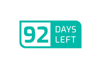 92 Days Left banner on white background, 92 Days Left to Go