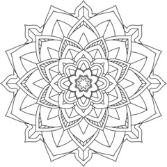 Easy Mandala coloring book simple and basic for beginners, seniors and children. Set of Mehndi flower pattern for Henna drawing and tattoo. Decoration in ethnic oriental, Indian style.