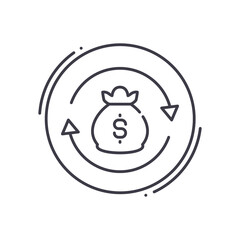 Financial turnover icon, linear isolated illustration, thin line vector, web design sign, outline concept symbol with editable stroke on white background.