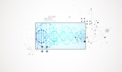 Art science template, wallpaper or banner with a DNA molecules.