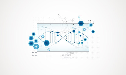 Art science template, wallpaper or banner with a DNA molecules.