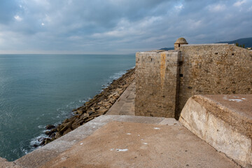 Picturesque corners of the empty Peñíscola castle in November