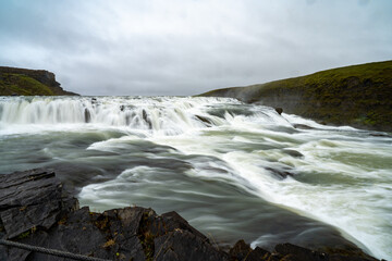 Gullfoss Waterfall in Iceland topview