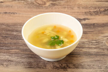 Tasty chicken soup with carrot