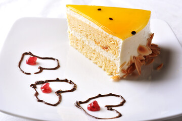 Piece of passion fruit cake