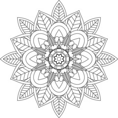 Easy Mandala coloring book simple and basic for beginners, seniors and children. Set of Mehndi flower pattern for Henna drawing and tattoo. Decoration in ethnic oriental, Indian style.