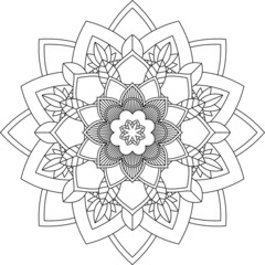 Easy Mandala coloring book simple and basic for beginners, seniors and children. Set of Mehndi flower pattern for Henna drawing and tattoo. Decoration in ethnic oriental, Indian style.