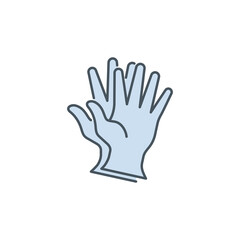 prevention of coronavirus infection single line icon glove isolated on white.Perfect outline symbol Covid19 pandemic banner. Quality design element a pair of rubber medical gloves with editable Stroke