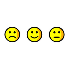 Face smile vector icon. Positive, negative and neutral