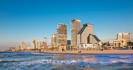 Obraz premium Buildings on the beach of Tel Aviv Israel