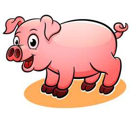 Vector happy pig cartoon illustration