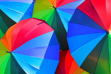 Obraz premium 虹色の傘がある風景