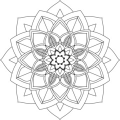 Easy Mandala coloring book simple and basic for beginners, seniors and children. Set of Mehndi flower pattern for Henna drawing and tattoo. Decoration in ethnic oriental, Indian style.