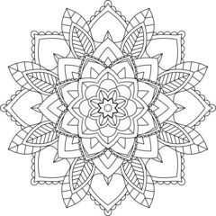 Easy Mandala coloring book simple and basic for beginners, seniors and children. Set of Mehndi flower pattern for Henna drawing and tattoo. Decoration in ethnic oriental, Indian style.