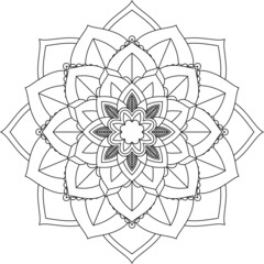 Fototapeta premium Easy Mandala coloring book simple and basic for beginners, seniors and children. Set of Mehndi flower pattern for Henna drawing and tattoo. Decoration in ethnic oriental, Indian style.