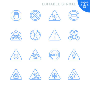 Danger Related Icons. Editable Stroke. Thin Vector Icon Set