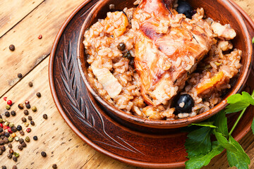 Delicious risotto with rabbit.
