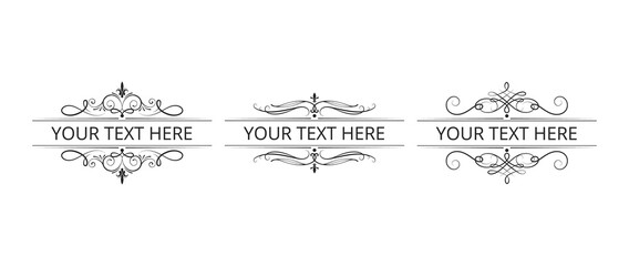 Set of vintage design monogram frames. Vector isolated ornate royal borders. Certificate templates.