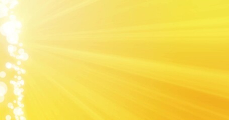 Seamless repeating 4k loop pattern in yellow for text with border on the left.A positive design composed of a wave of glowing balls and bright beams of light with an empty space for text in the middle