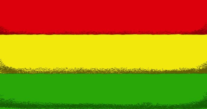 Endless background with the flag of Bolivia stylized as a child's drawing. Looped animation in cartoon or comic style for use as a template with blank space for text or title