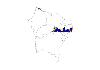 Pernambuco State map flag illustration
