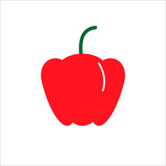 Ripe sweet red pepper, vector flat illustration