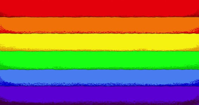 Endless background with the LGBT flag stylized as a drawing. Looped animation in cartoon or comic style for use as a template with blank space for text or title