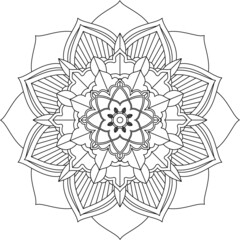 Easy Mandala coloring book simple and basic for beginners, seniors and children. Set of Mehndi flower pattern for Henna drawing and tattoo. Decoration in ethnic oriental, Indian style.