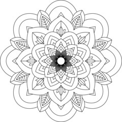 Easy Mandala coloring book simple and basic for beginners, seniors and children. Set of Mehndi flower pattern for Henna drawing and tattoo. Decoration in ethnic oriental, Indian style.