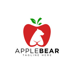 simple creative apple bear logo design idea