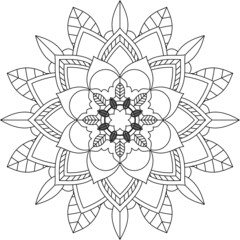 Easy Mandala coloring book simple and basic for beginners, seniors and children. Set of Mehndi flower pattern for Henna drawing and tattoo. Decoration in ethnic oriental, Indian style.
