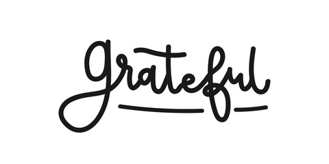 Grateful lettering. Happy Thanksgiving. Vector illustration, flat design